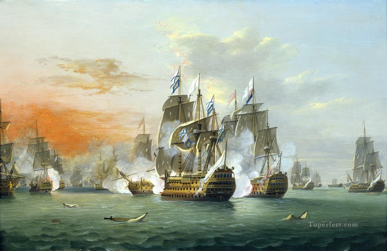 Thomas Luny The Battle of The Saints Naval Battles Oil Paintings